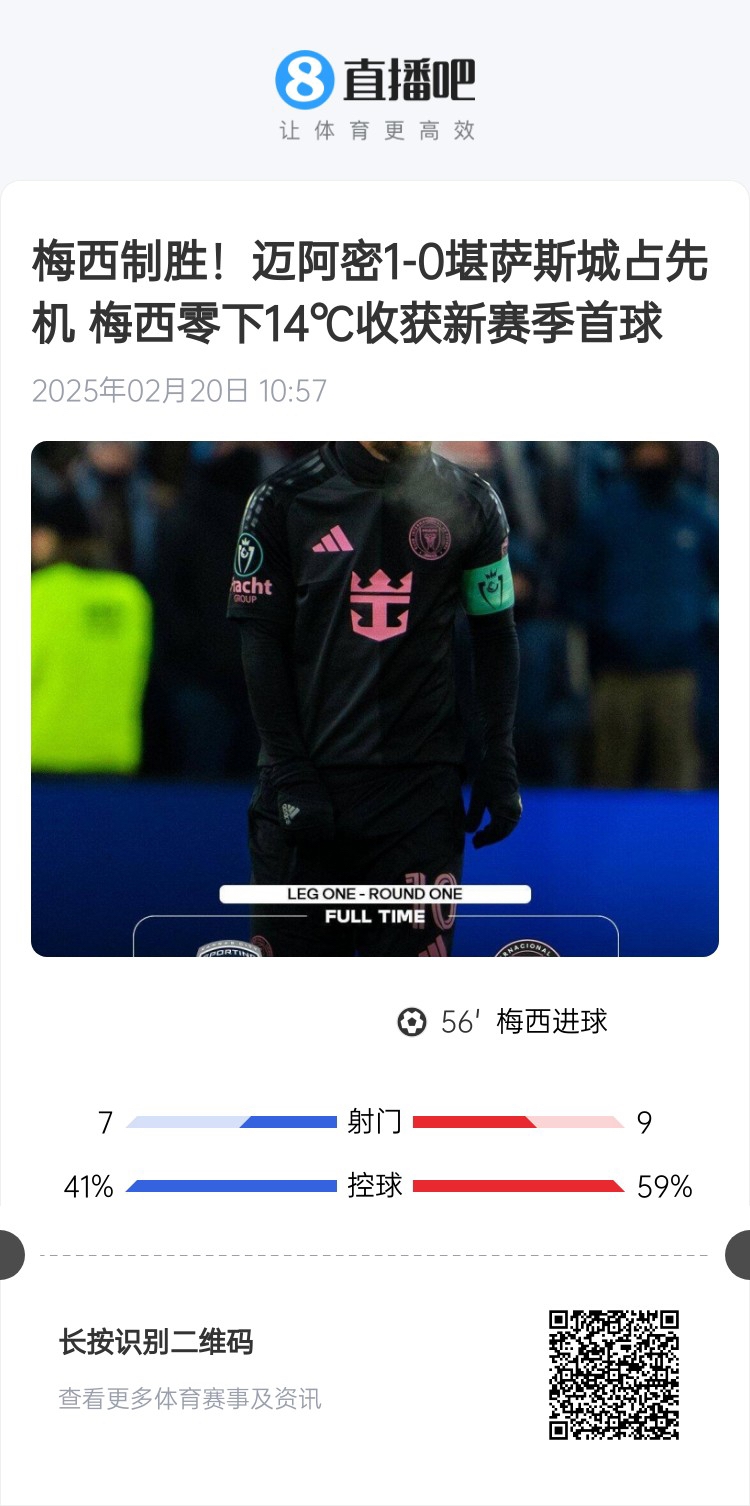  冰火兩重！梅西上一場-14℃進球，本場美職聯21°C