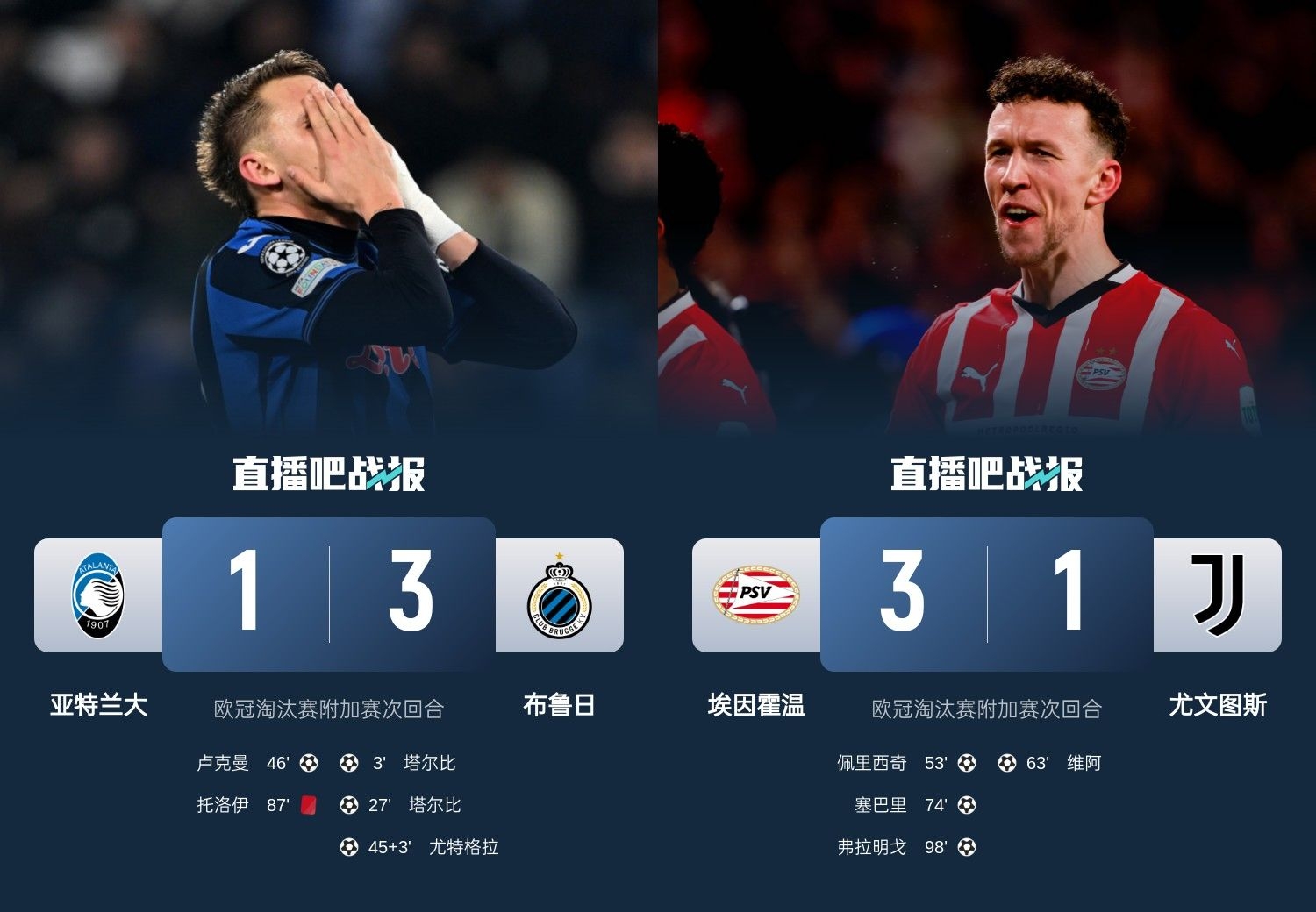  真是意甲拉垮？PSV淘汰尤文后3連敗，布魯日爆冷真藍(lán)黑后1勝難求