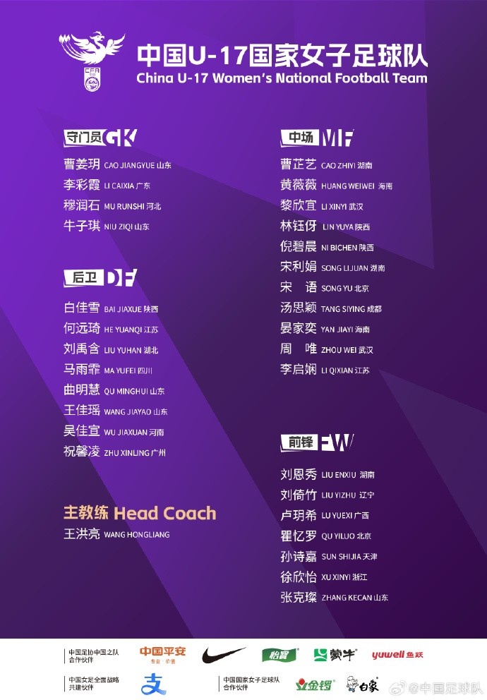  U17女足30人將在蘇州集訓(xùn)備戰(zhàn)世界杯，姜寧、朱挺擔(dān)任訓(xùn)練員